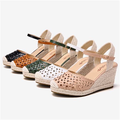 Lostisy Women Weaved Hollow Out Espadrilles Wedge Sandals