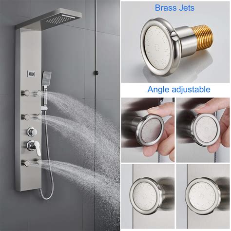 rovogo 6 body jets shower panel system with rainfall waterfall shower head and handheld shower