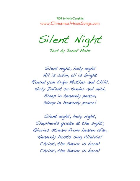 Printable Silent Night Lyrics Printable Word Searches