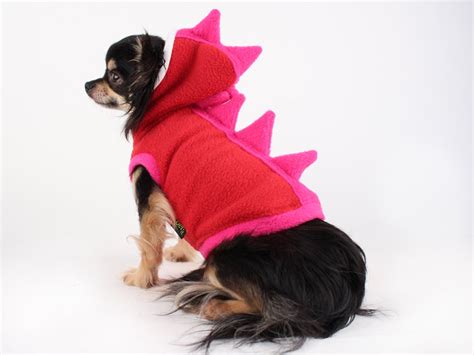 Dog Costume Dinosaur Spikes Hoodie In Red And Pink Cute Hoodie Etsy