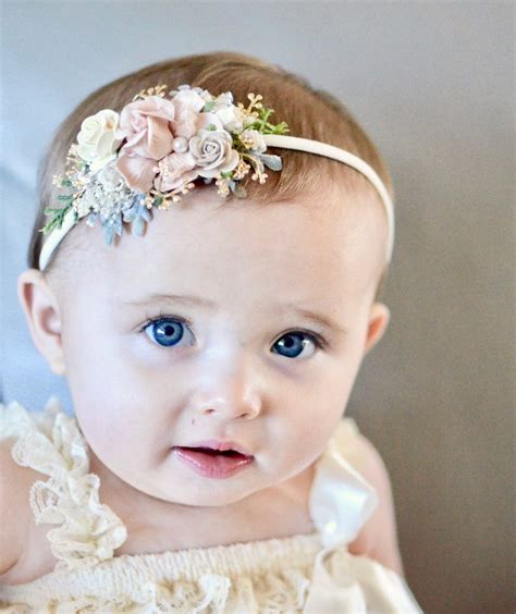 Blush And Gold Headband Baby Hair Accessories Newborn Dainty Etsy