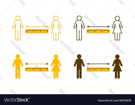 Social Distancing Set With Stick Figure People Vector Image