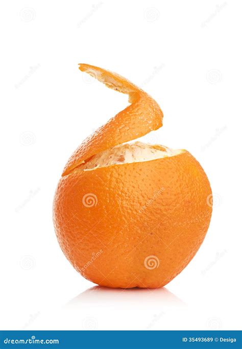 Orange With Peeled Spiral Skin Stock Image Image Of Rind Natural