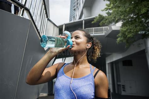 Healthy Woman Drinking Water After Exercise Stock Photo Image Of