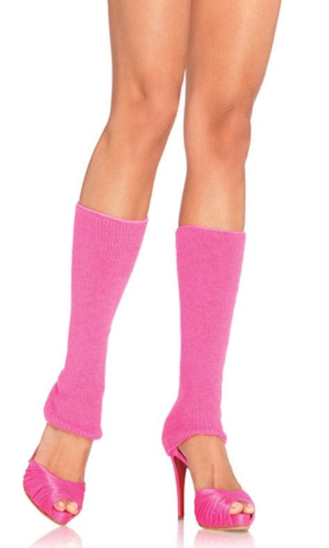 Ribbed Leg Warmers Neon Pink