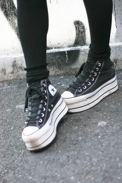 The standard black/white all star hi will never ever go out of fashion, it's an absolute staple for anyones wardrobe. platform converse on Tumblr