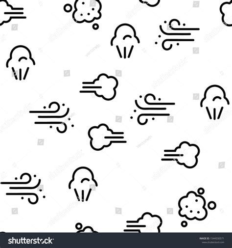 Smell Cloud Vector Seamless Pattern Thin Line Royalty Free Stock