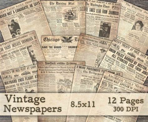 Vintage Newspapers Printable Paper Antique Texture Junk Etsy