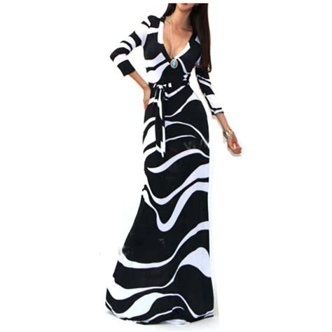 Sexy Package Hip Maxi Dress Fashion V Neck Long Sleeve Striped Long Dress Women Party Dresses
