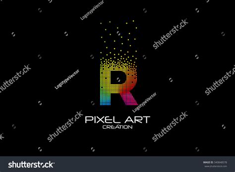 Pixel Art Design Of The R Letter Logo Stock Vector Illustration