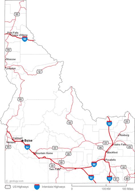 Large Detailed Roads And Highways Map Of Idaho State With All Cities Images