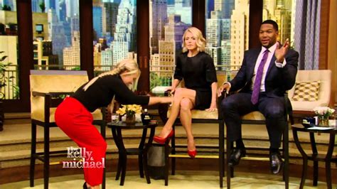 Kelly Ripa Hot Slit Skirt And Red Stiletto High Heels April 22 2015