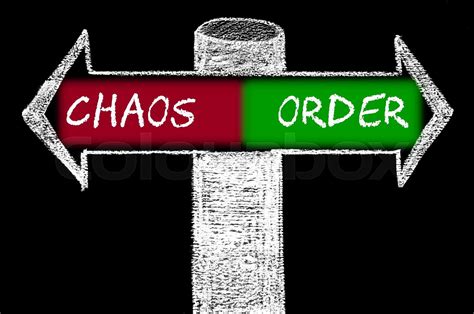 Opposite Arrows With Chaos Versus Order Stock Image Colourbox