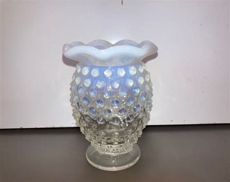 Fenton Art Glass Hobnail Vase Vintage Fenton Clear Opalescent Etsy