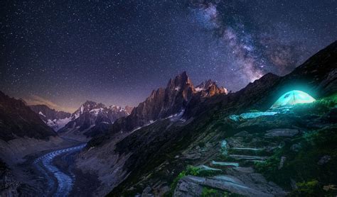 Landscape Photography Nature Milky Way Mountains Glaciers Starry