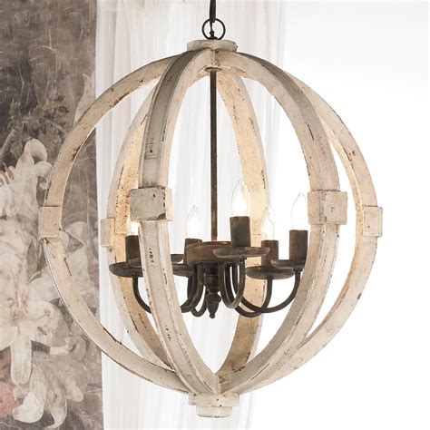 Visit antiquefarmhouse.com today for more chandeliers! Distressed Wood Sphere Chandelier | Rustic chandelier ...