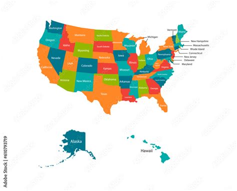 United States Of America Map And Infographic Of Provinces Political