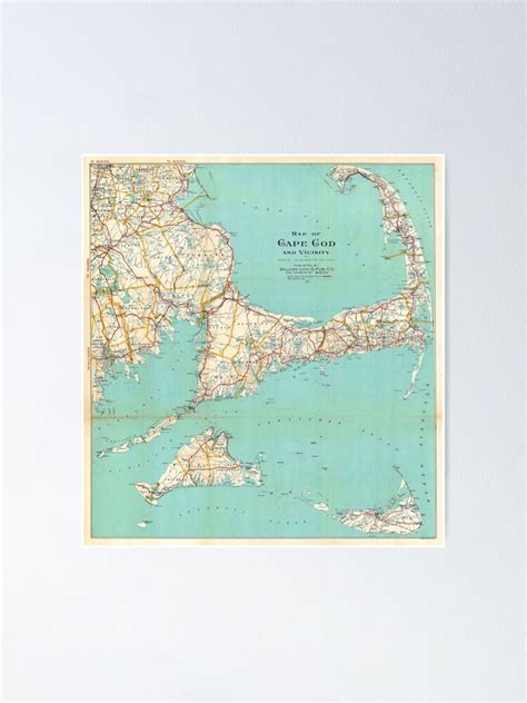 Vintage Map Of Cape Cod Circa 1917 Hq By Walker Poster For Sale By