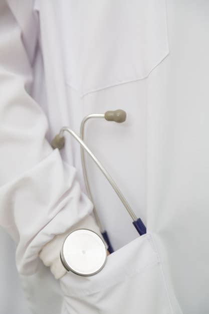 Free Photo Close Up Of White Coat With Stethoscope