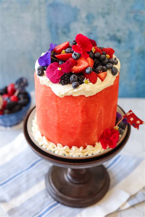 How To Make The Most Adorable Fresh Watermelon Cake With Summer Berries