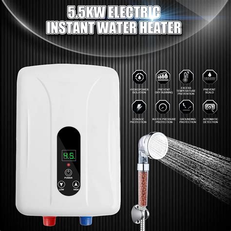 Tankless Instant Electric Hot Water Heater W V Boiler Bathroom Shower Set Automatic