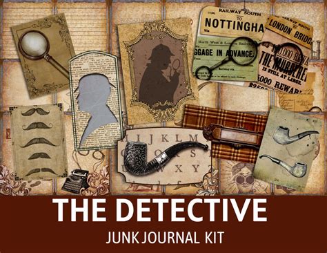 Vintage Detective Junk Journal Kit Mystery Case File Retro Pages With