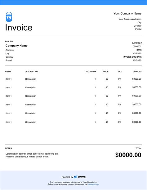 Painting Invoice Template Wave Invoicing