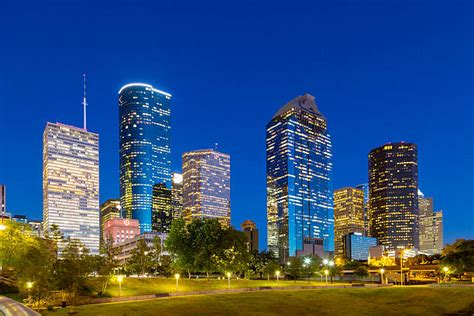 Houston Skyline At Night Stock Photos Pictures And Royalty Free Images