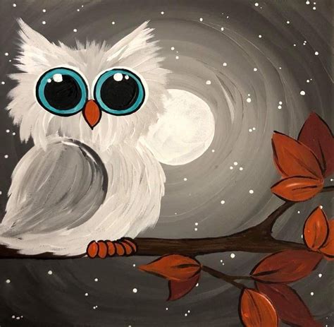 Cute Bird Painting Easy Canvas Painting Night Painting Painting Art