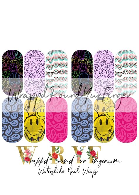 Trippy Smilies Etsy Acrylic Gel Nail Wraps You Nailed It