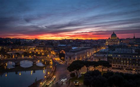 Rome The Vatican The City Night Sunset Panorama Houses