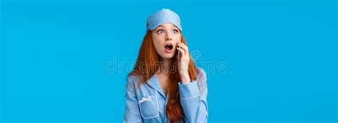 Surprised And Amazed Wondered Redhead Girl Gasping Impressed Talking On Phone Gossiping With