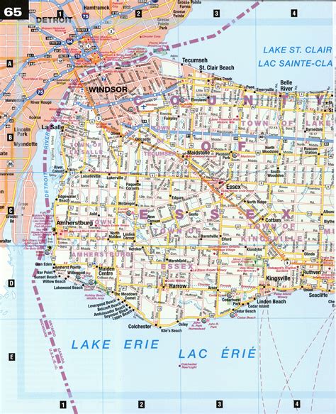 Road Map Windsor City Surrounding Area Ontario Canada Free Large