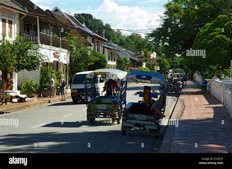 A Street In Luang Prabang Laos Stock Photo Alamy