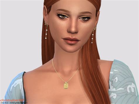 The Sims Resource Initial Plate Necklace Christopher067