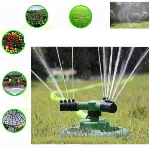 360 Degree Lawn Circle Rotating Water Sprinkler 3 Nozzle Garden Pipe