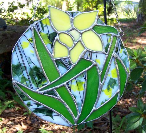 Stained Glass Daffodil Made From Fracture Streamer Glass Visit