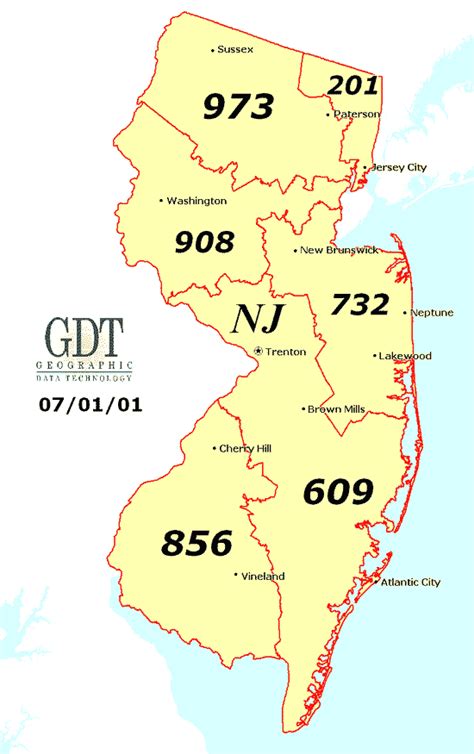 New Jersey Area Codes Map Of New Jersey Area Codes Gambaran