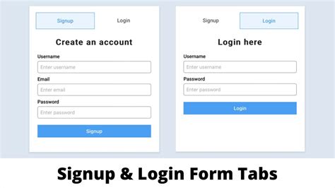 Create Tab Based Signup Login Form Using Html Css And Javascript