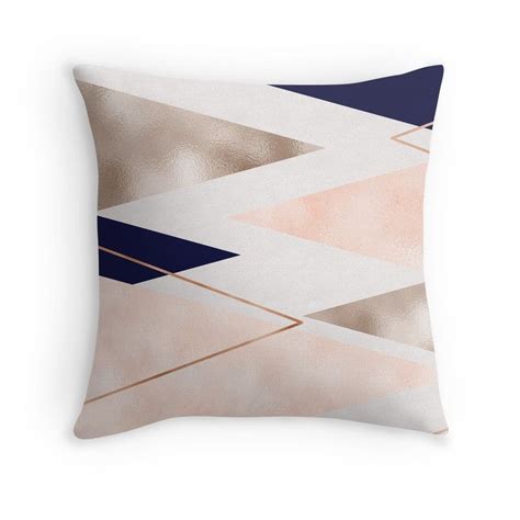 Rose Gold French Navy Geometric Throw Pillow By Peggieprints