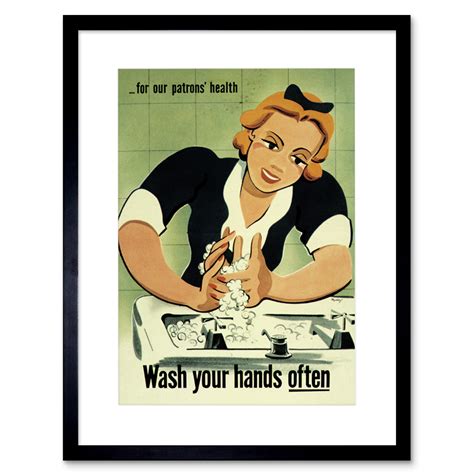 Vintage Ad Propaganda Political Health Safety Wash Hands Framed Print