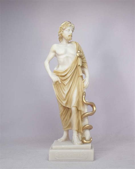 Asclepius Statue With His Serpent Entwined Staff Estatueshop