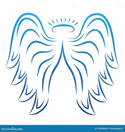 Angel Wings Drawing Vector Illustration Winged Angelic Tattoo Icons