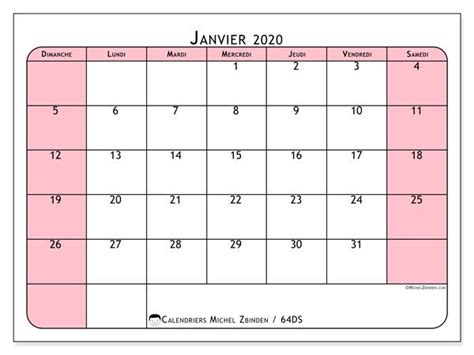 Calendrier Janvier 2020 64ds Calendar Print Calendar Free