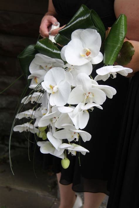 Cascading White Phalaenopsis Orchids Bridesmaids Bouquets