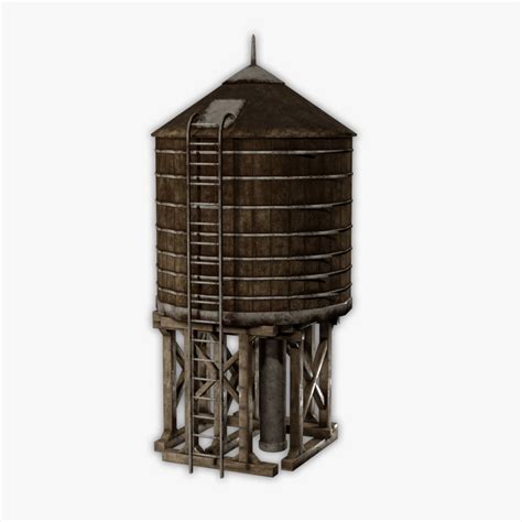 3d Model Vr Ar Ready Wooden Water Tower Cgtrader