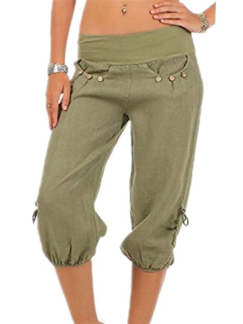 Womens Casual Cropped Harem Capri Pants Loose Joggers Trousers