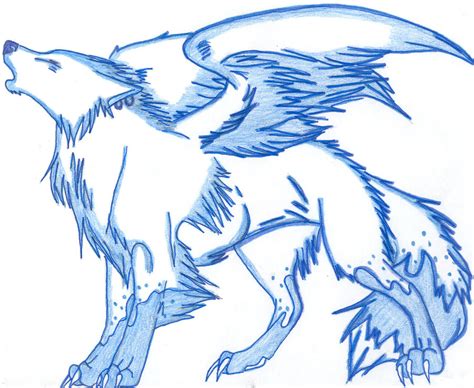 Fire And Ice Wolf With Wings