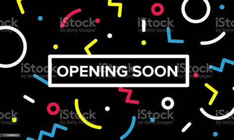 Opening Soon Banner Graphic Design With Geometric Stock Illustration