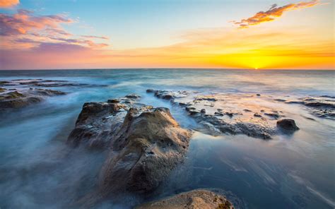 Ocean Rocks Stones Sunset Sea Wallpaper 2880x1800 84015 Wallpaperup